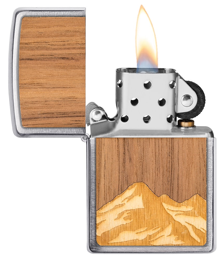 Zippo Woodchuck USA Mountains Brushed Chrome Pocket Lighter