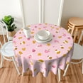 thumbnail image 4 of Pink Christmas Tablecloth Round 60 Inch Cute Gingerbread Cupcake Dessert Washable Wrinkle Stain-Resistant Polyester Table Cloth Rustic Indoor Winter Decorations for Home Kitchen Dinning Party Holiday, 4 of 6