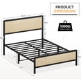 thumbnail image 3 of Bingirl Full Rattan Bed Frame: With Natural Headboard, Boho Metal Frame, Metal Slats, No Box Spring Required, Noise - Free, Easy to Assemble, 3 of 7