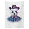 thumbnail image 3 of Ambesonne Funny Tablecloth Rectangular Table Cover, Hipster Panda with Tie, 60"x90", Black Blue, 3 of 4