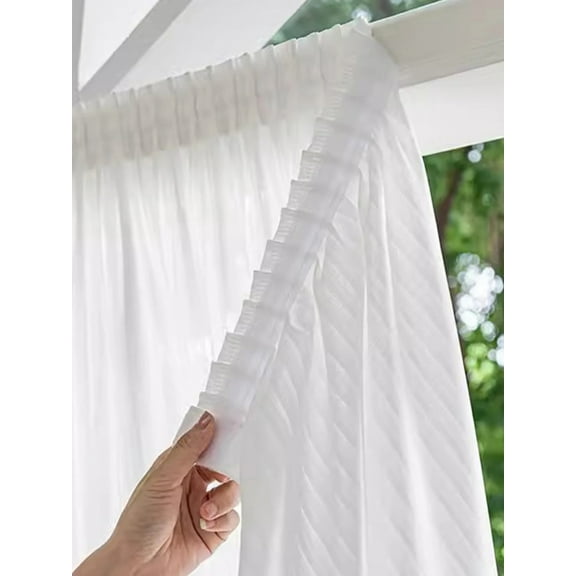 1pc White Sheer Curtain Easy to install Hook And loop Fastener for Room And party decor Kitchen Home Living Room Curtains