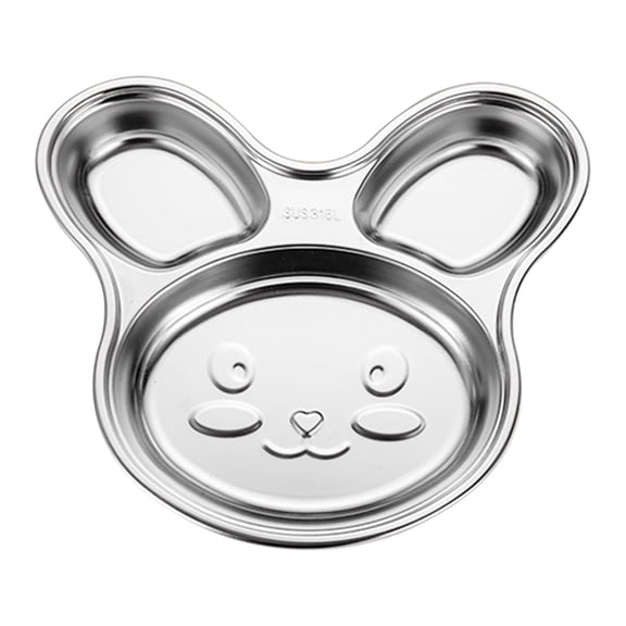 Byujiro Stainless Steel Kids Divided Plate 3-Compartment Meal Tray Cute Animal Design for Home Meal Prep & Dining