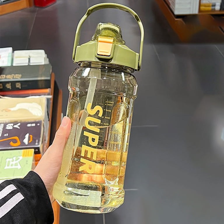 2 Liter Sports Water Bottle with Straw and Handle, Large Capacity Leakproof  BPA Free Tritan Plastic Bottle for Gym Fitness Outdoor, Portable Water Jug  ...
