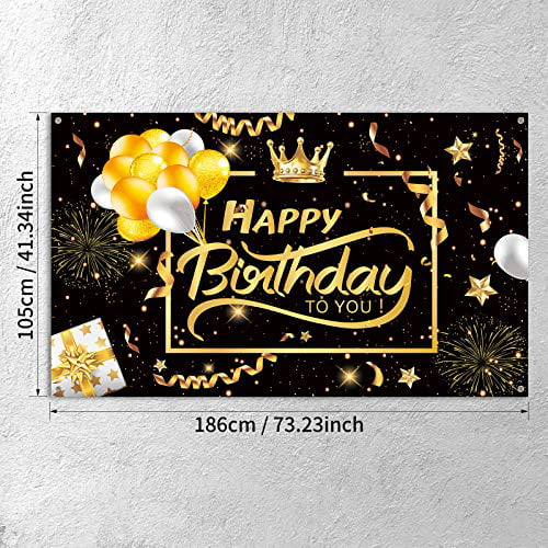 Rose Pink Happy Birthday Backdrop Party Star Fireworks Photo Background Banner 