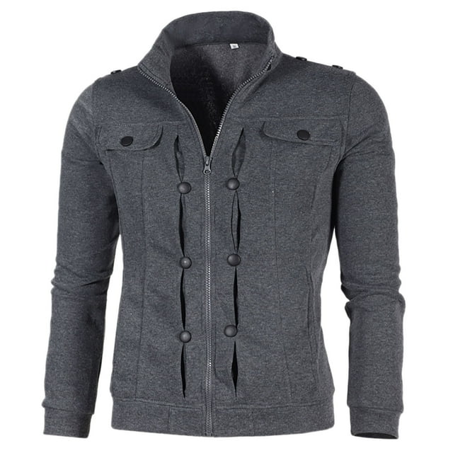 Men's Slim Fit Zip Up Casual Sweatshirt Jacket Lightweight Comfortable Solid Color Pullover for Everyday Wear
