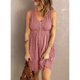 thumbnail image 3 of Vestido corto para mujer, cuello en V, frente, un solo pecho, cintura elástica, vestido sin mangas para verano, Rosa M, 3 of 5