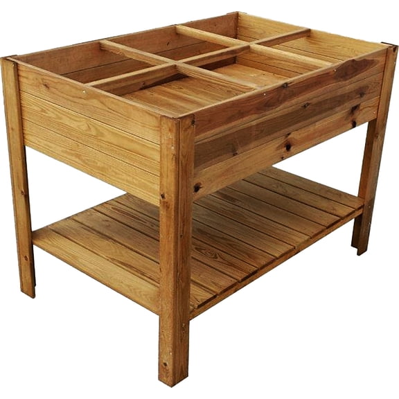 Rectangular Raised Garden Bed with Shelf – 47" x 32" x 35"