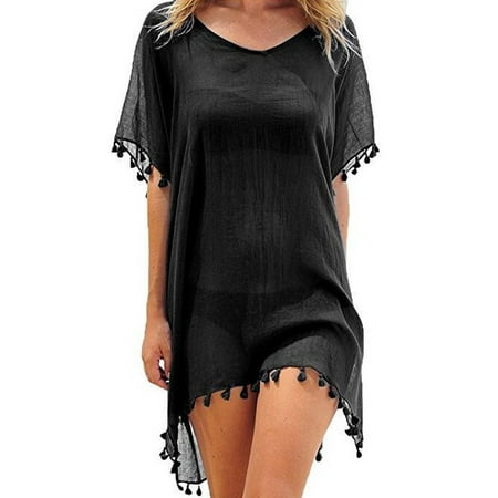 Luiryare Women Beachwear Swimwear Bikini Beach Wear Cover Up Tassel Chiffon Dress