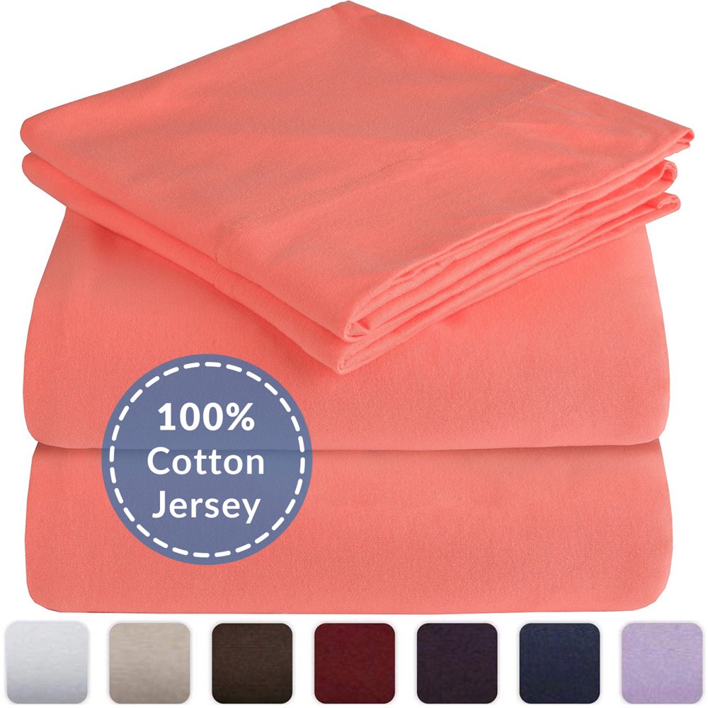 Mellanni Queen Jersey Sheet Set 4 pc 300 Thread Count 100 Cotton Bed
