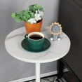 thumbnail image 4 of 2-Pack White Pedestal Side Tables - Waterproof MDF & Rust-Proof Metal, Indoor/Outdoor Round End Tables for Sofa, Couch, Patio, Camping, 4 of 6