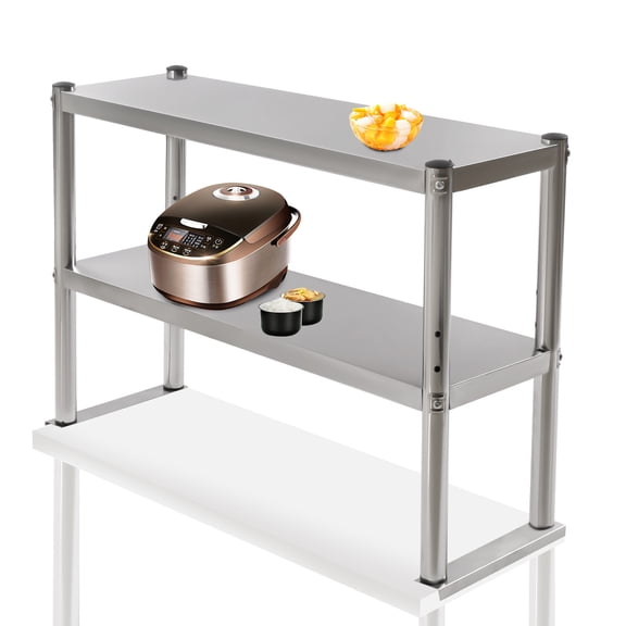 2 Tier Stainless Steel Overshelf, 36 X 12in Height Adjustable Overshelf for Prep & Work Table in Kitchen, Restaurant