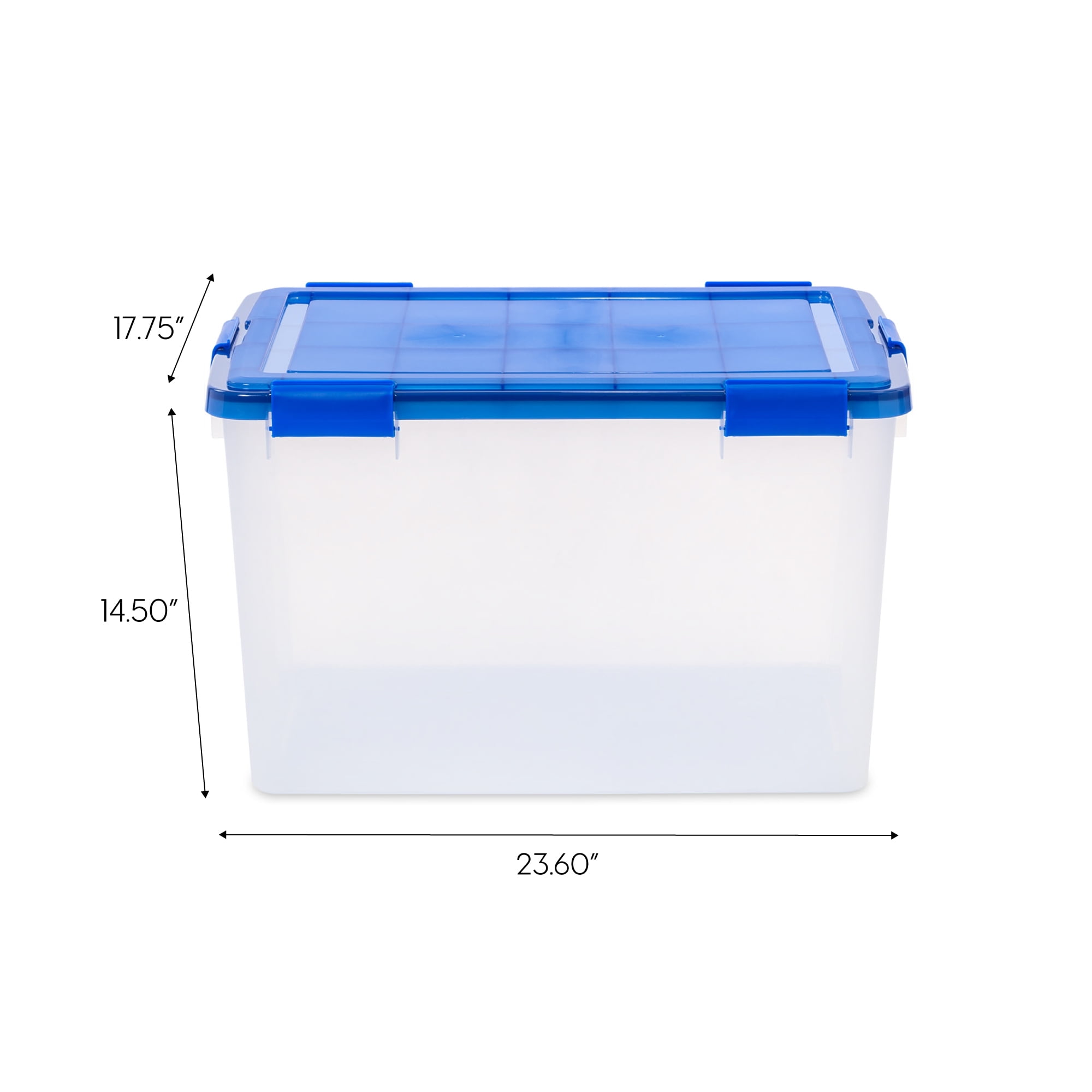 IRIS USA 60-Quart WeatherPro Gasket Clear Plastic Storage Box with Lid,  Blue (Set of 4) - Sam's Club