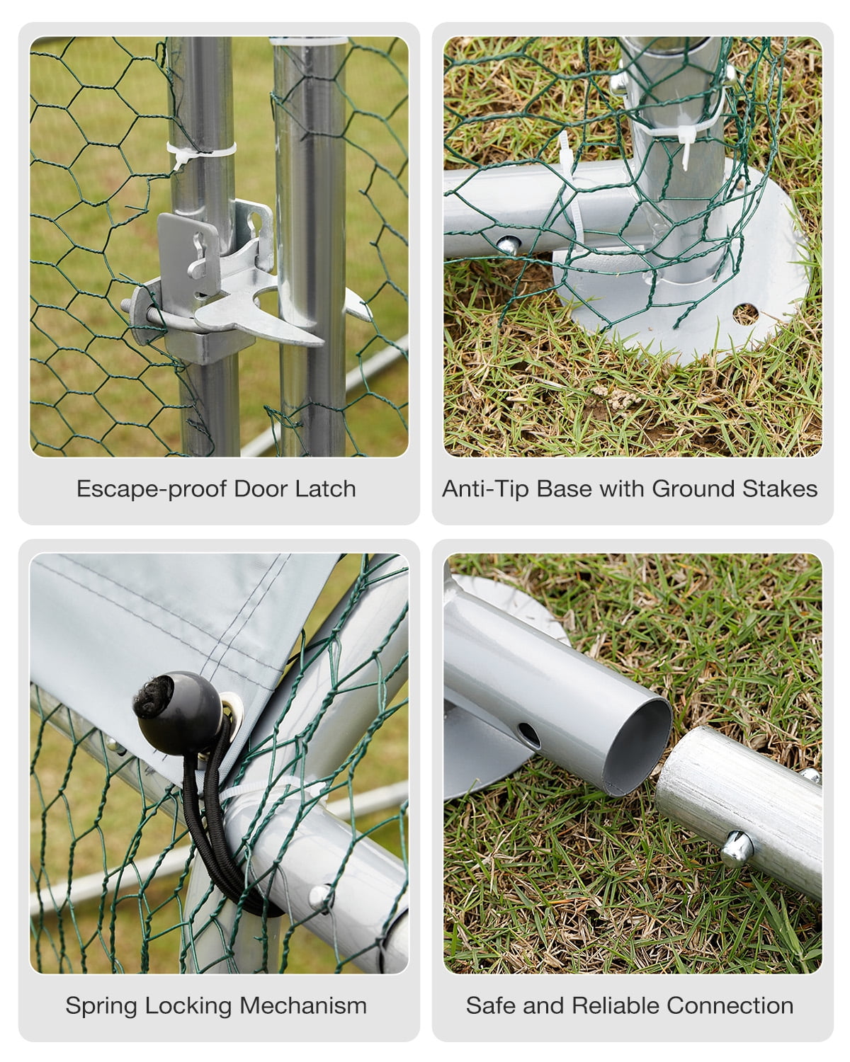 YODOLLA Outdoor Chicken Playpen 19' x 9' x 6.5' Walk-in Metal Hen Cage with Waterproof Cover Chicken Coop Enclosure