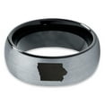 thumbnail image 2 of Tungsten Iowa Hawkeye State Band Ring 8mm Men Women Comfort Fit Black Dome Brushed Gray Polished, 2 of 4