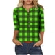thumbnail image 1 of 3/4 Manga Superior Impresa Botón Suelto Cuello Redondo Camiseta, Tops Sueltos para las Mujeres, 1 of 3
