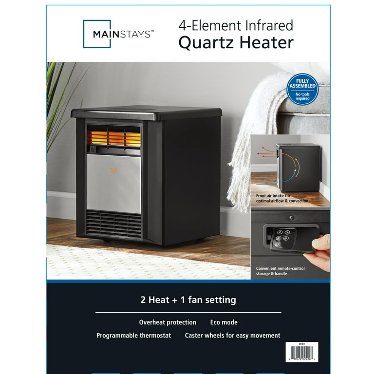 Mainstays 1500W Electric Infrared Cabinet Heater,Indoor,Black, DF1911 -  Walmart.com