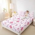 thumbnail image 3 of Metsweet Floral Unicorn Queen Sheets 4 Pieces, Chic Flowers Queen Sheet Sets, Pink Purple White,1 Fitted Sheet, 1 Flat Sheet and 2 Pillowcases, 3 of 5