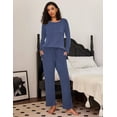 thumbnail image 5 of Ekouaer 2 Pack Women's Pajama Set Long Sleeve Top with Jogger Pants Lounge Sets Sleepwear Loungewear with Pockets, 5 of 6