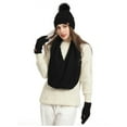 thumbnail image 2 of Xfvqtps Women Hat Scarf Glove Socks Set with Plush Lined Pompom Winter Warm Knit Stretchy Extended Beanie Neck Warmer Gloves Socks Set Black, 2 of 8
