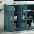 thumbnail image 5 of Hassch 63 Inch TV Stand, Wooden Media Console Cabinet w/ Adjustable Storage Shelves & 4 Glass Doors, Entertainment Center for Living Room Bedroom, Teal, 5 of 8