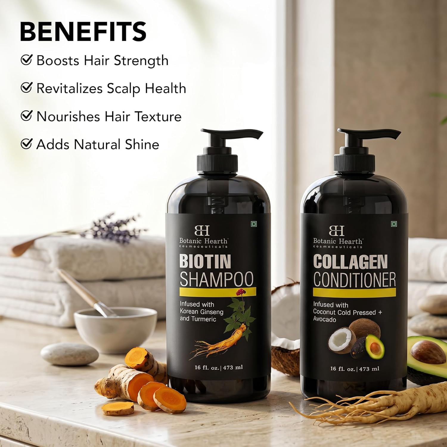 Botanic Hearth Biotin Shampoo & Collagen Conditioner Set, 16 fl oz