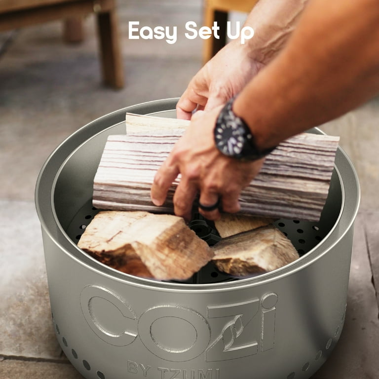 Cozii Smokeless Fire Pit, Stainless Steel, Portable Fireplace with