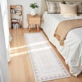 thumbnail image 4 of Modern Runner Rug 2x6 Low Pile Washable Rug – Modern Geometric Bordered Solid Area Carpet with TPR Non Slip Backing, Soft Non Shedding Neutral Floor Mat for Living Room, Bedroom & Nursery, 4 of 8