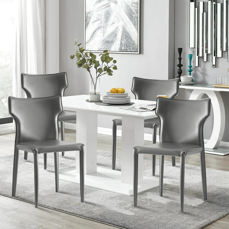 Assembled Dining Chairs Set of 2 Leather Upholstered Mid Century Wingback Kitchen Dining Room Chairs