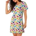 thumbnail image 2 of Balery Colorful Dinosaurs Camisón de manga corta con cuello redondo para mujer, cómodo y elegante., 2 of 6