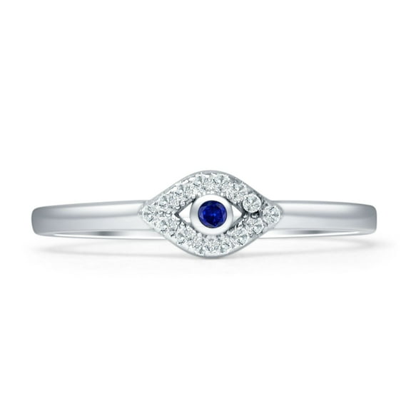 Evil Eye Rings Blue Sapphire CZ & Cubic Zirconia 925 Sterling Silver Size 5