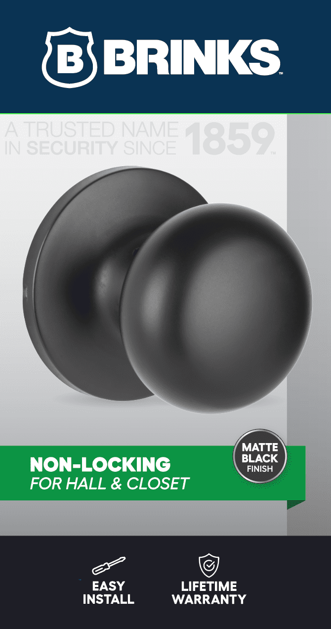 Brinks Passage Mushroom Doorknob, Matte Black Finish