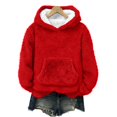 thumbnail image 4 of Women's Hooded Long Sleeve Printed Flannel Top Hooded Sweatshirt for Casual and Warm Fall and Winter Seasons,Red,M, 4 of 8