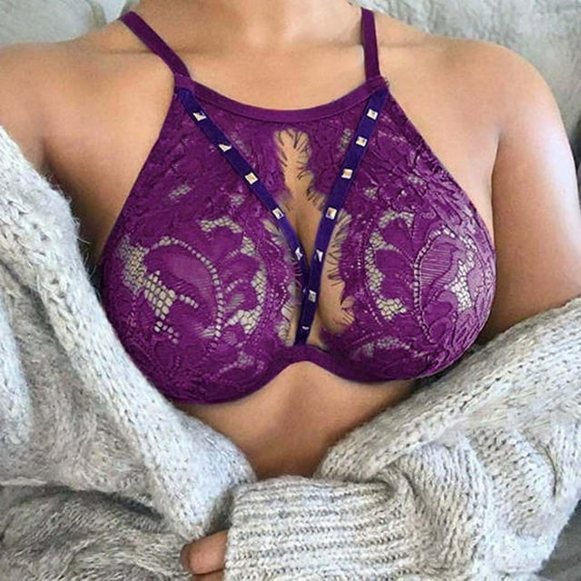 MYG Womens See Through Bra Top Sheer Lace Bralet Crop Tops T Shirt Blouse Tee