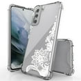 thumbnail image 1 of ANJ+ Hybrid Slim Hard Back Cover Case Flexible Bumper for Samsung Galaxy S21 - White Lacey Flower, 1 of 3