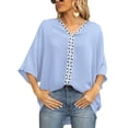 thumbnail image 1 of SAYOO Dolman manga cuello en V mujer #39;st - camisa gasa suelta Split verano Street Top SAYOO moda, 1 of 6