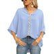 thumbnail image 1 of Txlixc Dolman manga cuello en V mujer #39;st - camisa gasa suelta Split verano Street Top Txlixc  moda, 1 of 6