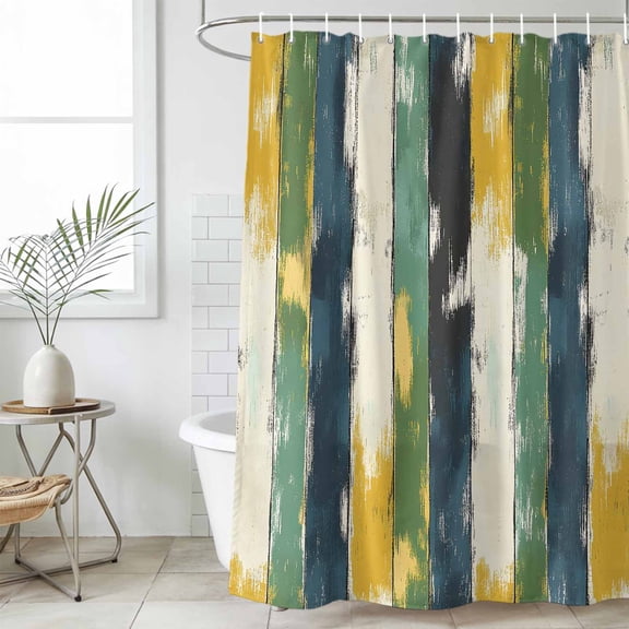 Green Yellow Blue Abstract Waterproof Fabric Shower Curtain,Modern Abstract Art Color Waterproof Fabric Shower Curtain for Bathroom Curtains Bathtubs Shower Curtains with 12 Hooks Extra Long 72x96