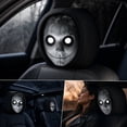 thumbnail image 5 of Halloween Ghost Headrest Cover, 2pc Spooky Car Seat Headrest with Funny Washable Fabric Design, Breathable Face Cover for Vehicle, Truck, Auto, Interior, 5 of 5