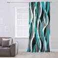thumbnail image 3 of Aqua Stripe Semi Sheer Curtains Drapes for Living Room,Bedroom,French Doors Window 108 Inches Long,Ombre Grey Moire Geometric Modern Abstract Rod Pocket Chiffon Curtain Drapery Voile Draperies Panel, 3 of 6