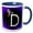Blue/White, variant on 3drose, Letter D, 11oz Mug