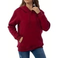 thumbnail image 3 of Sudadera con capucha y bolsillo estilo canguro, informal, de manga larga, para otoño e invierno, para mujer, 3 of 5