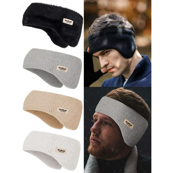 Gustave Fleece Ear Warmer Muffs Headband for Men Women Winter Stretch Knit Earmuffs Ear Cover Sport Headbands for Cold Weather Ski Running Cycling "Black"