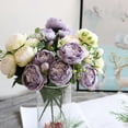 thumbnail image 4 of Ramo de peonías de flores artificiales, jarrón de rosas de seda para decoración del hogar, jardín, boda, plantas falsas decorativas, material para guirnalda navideña, 4 of 5