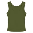 thumbnail image 4 of Ladies Tank Ribbed Square Neck Padded Crop Workout Basic Athletic Tank Top Ladies Tank Blackish Green M, 4 of 4