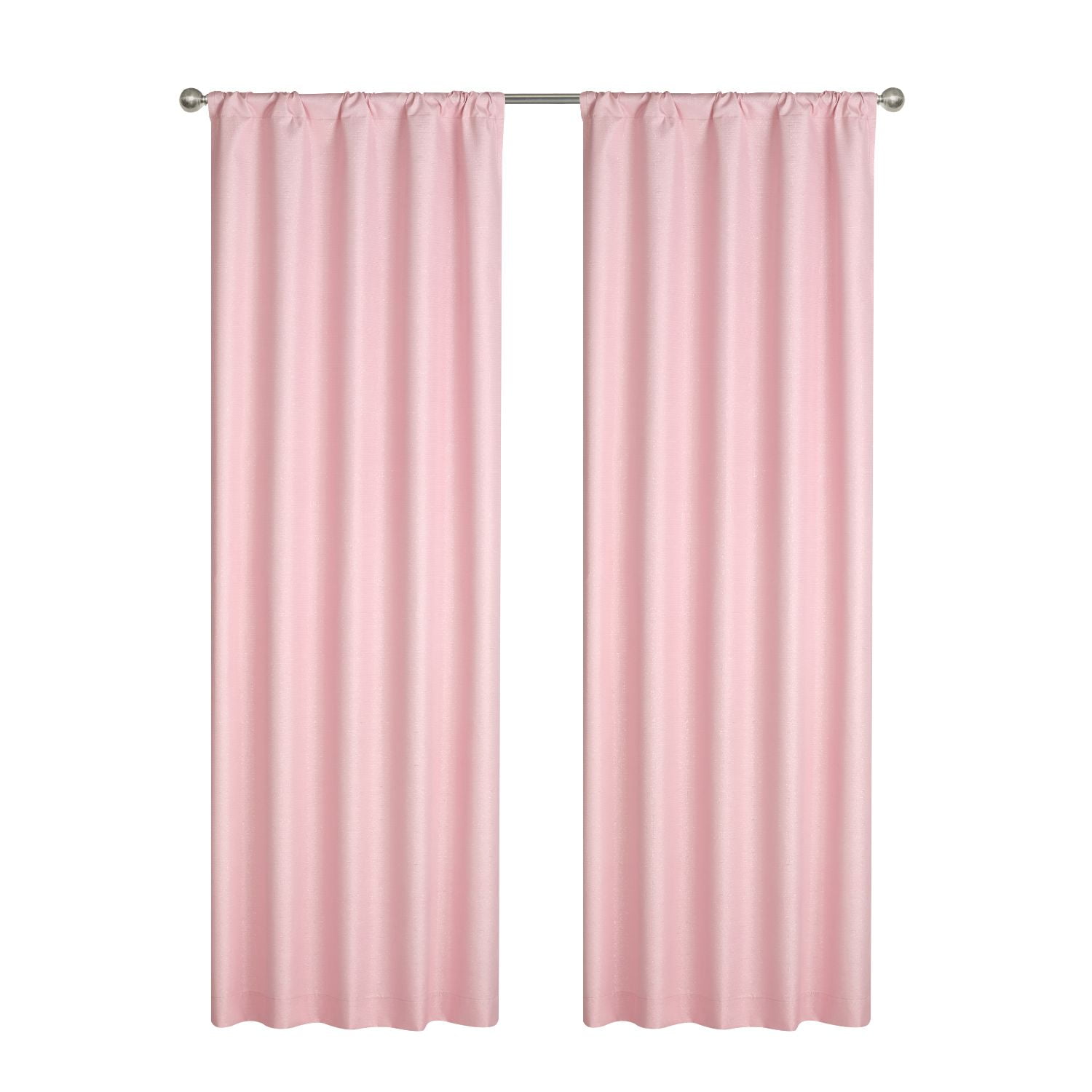 Your Zone Kids Solid Sparkle Room Darkening Curtains, Single Panel, 37 in W x 84 in L, Pink