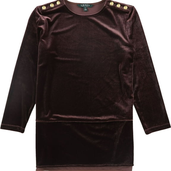 Ralph Lauren Womens Velvet Knit Blouse, Red, Petite, PM