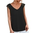 thumbnail image 2 of Womens Clothes under $5.00 Clothing Fashion Women Summer Sleeveless Solid Color V-Neck Lace Casual Blouse Tops, 2 of 5