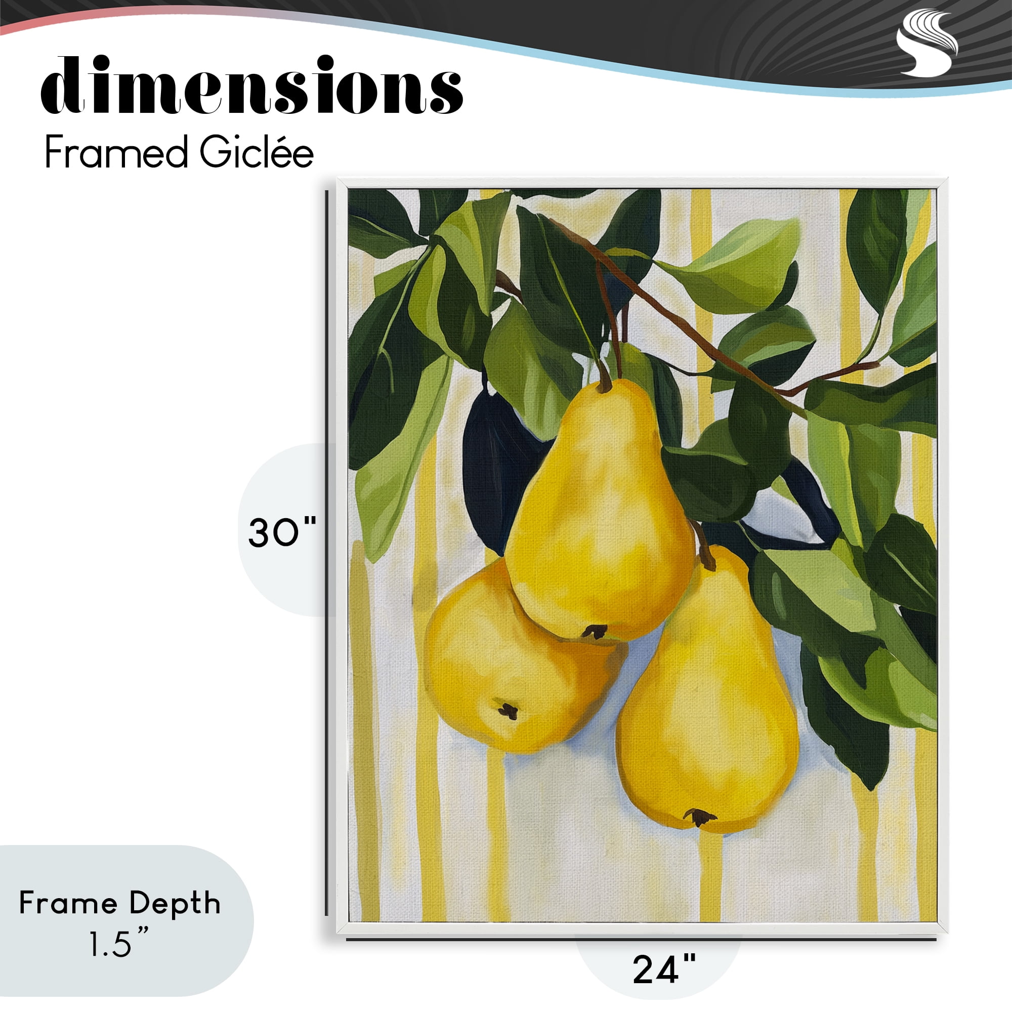 Stupell Industries Pears on Lush Branch White Framed Giclee Art, design by Yen