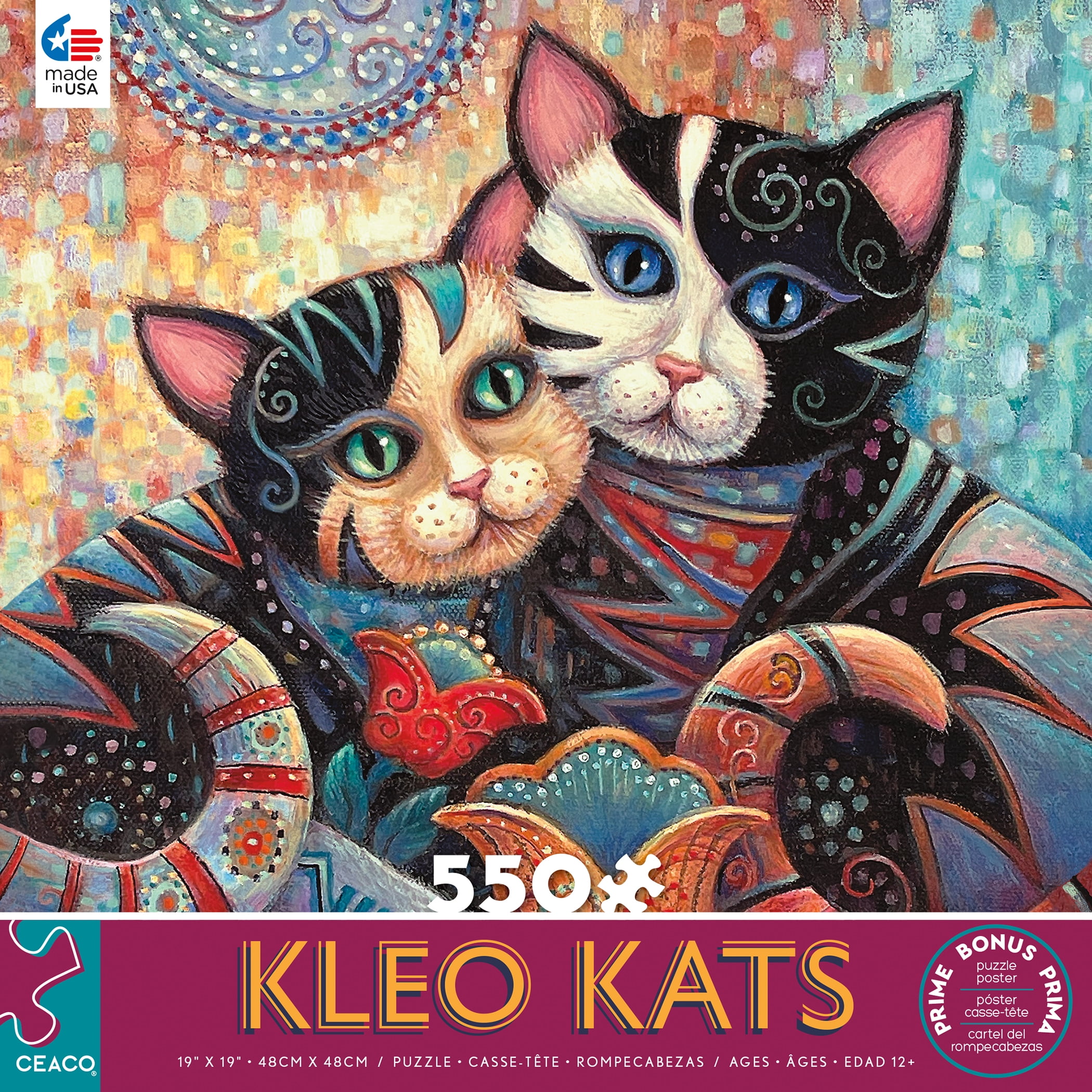 Ceaco 550-Piece Kleo Kats Kindred Spirits Interlocking Jigsaw Puzzle