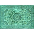 thumbnail image 1 of Ahgly Company Indoor Rectangle Medallion Turquoise Blue Traditional Area Rugs, 2' x 4', 1 of 4